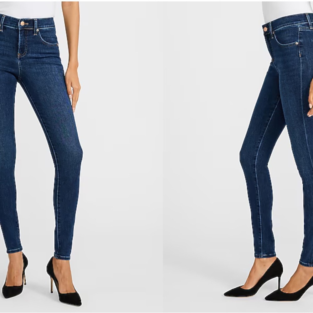 Express Indigo Wash Women's Mid-Rise Skinny Jeans - Picture 5 of 11